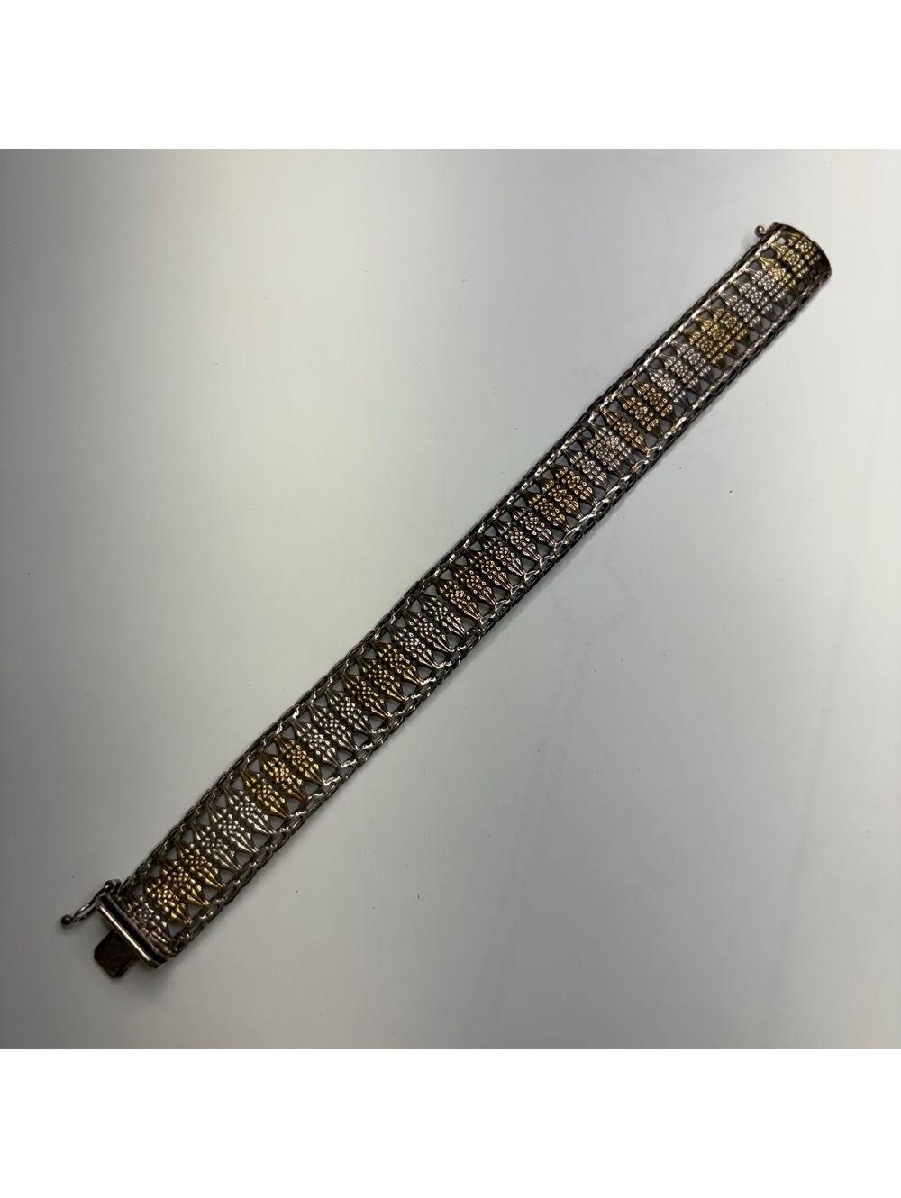 Sterling silver with vermeil accent mens link bracelet vintage 90s